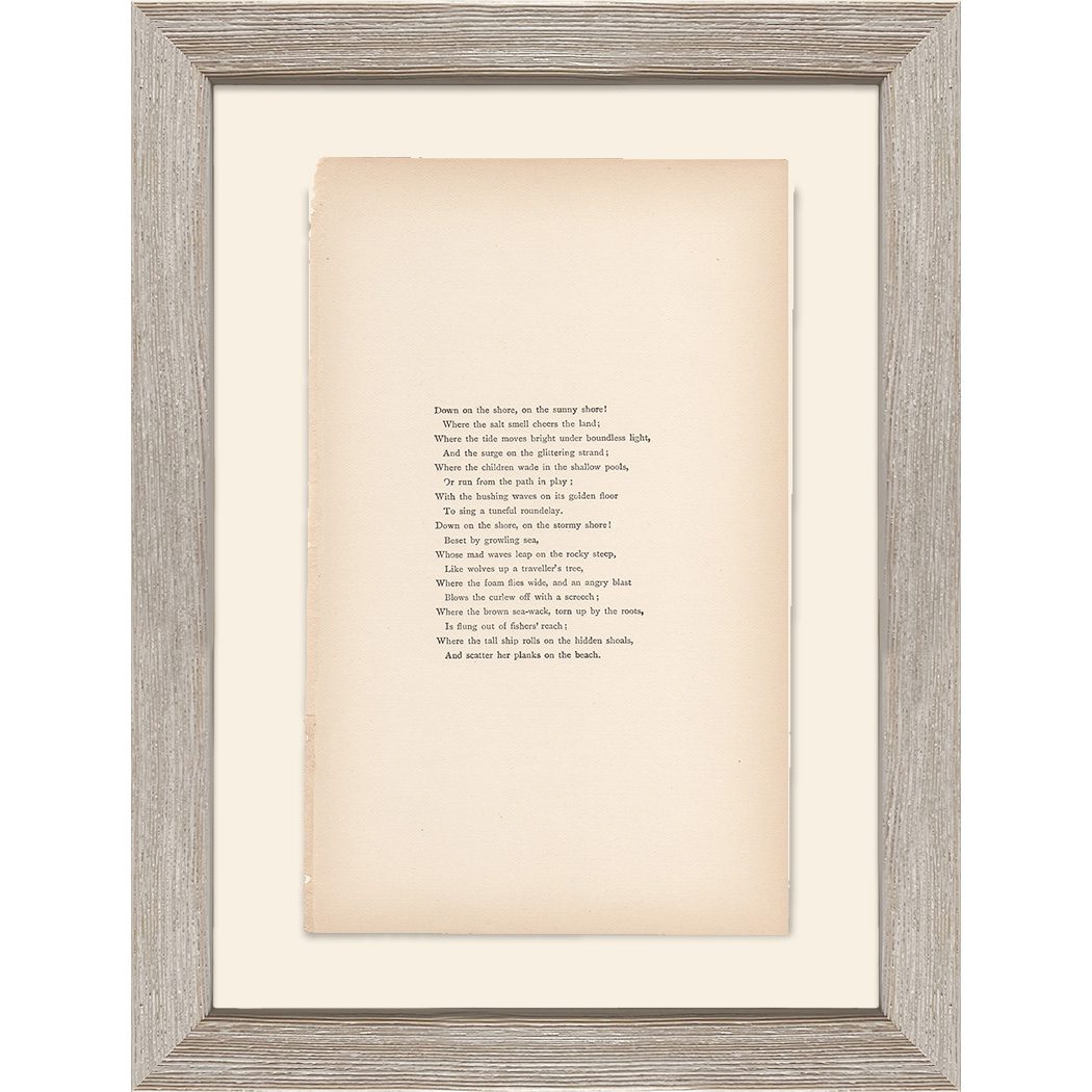 Antique print of nature related poetry