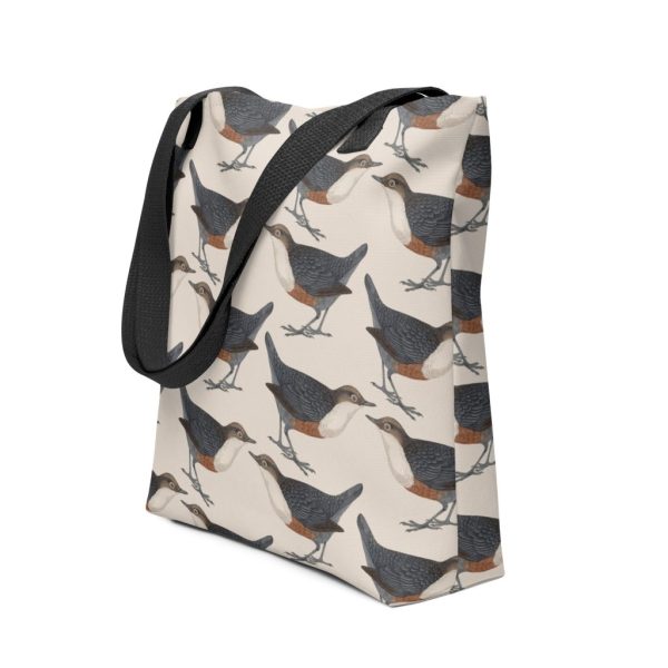 Bird Pattern Tote Bag, Dipper Design, Birdwatching Collection