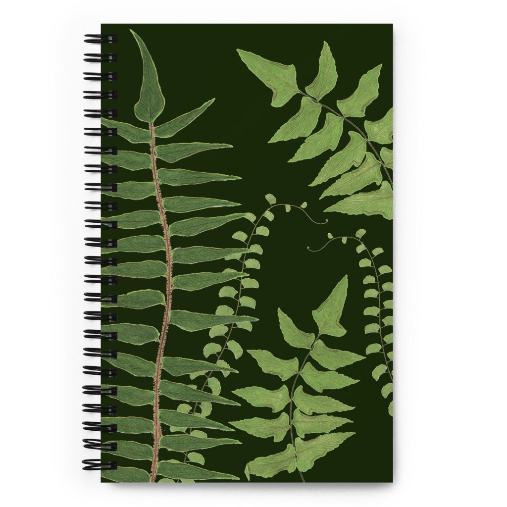 Fern Pattern Spiral-Bound Journal, Fern Triptych Design, Hiking Collection