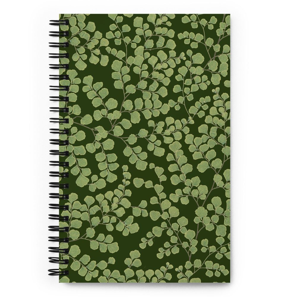 Fern Pattern Spiral-Bound Journal, Maidenhair Fern Design, Hiking Collection