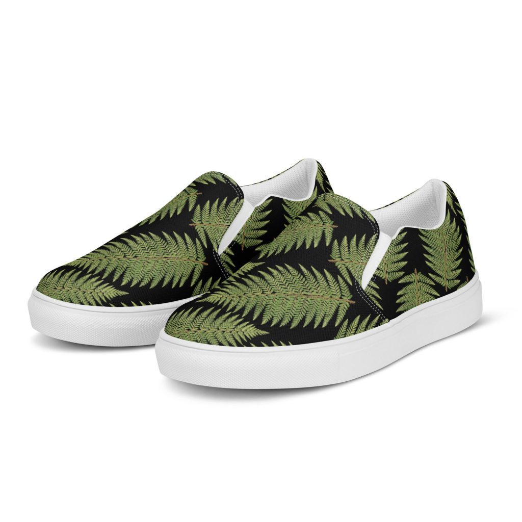 Fern pattern Men's slip on canvas shoes - Greenleaf Fern Hiking Collection