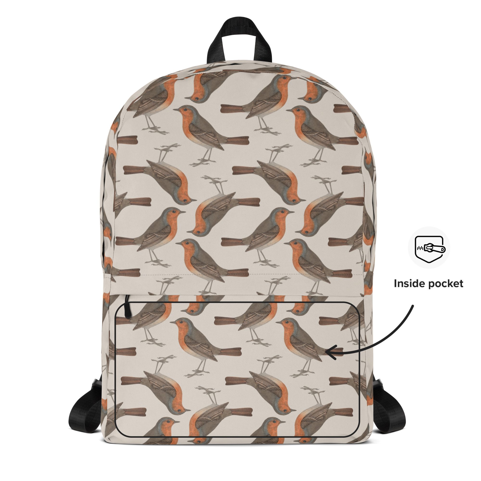 Backpack with Laptop Pocket - Robin Birdwatching Collection