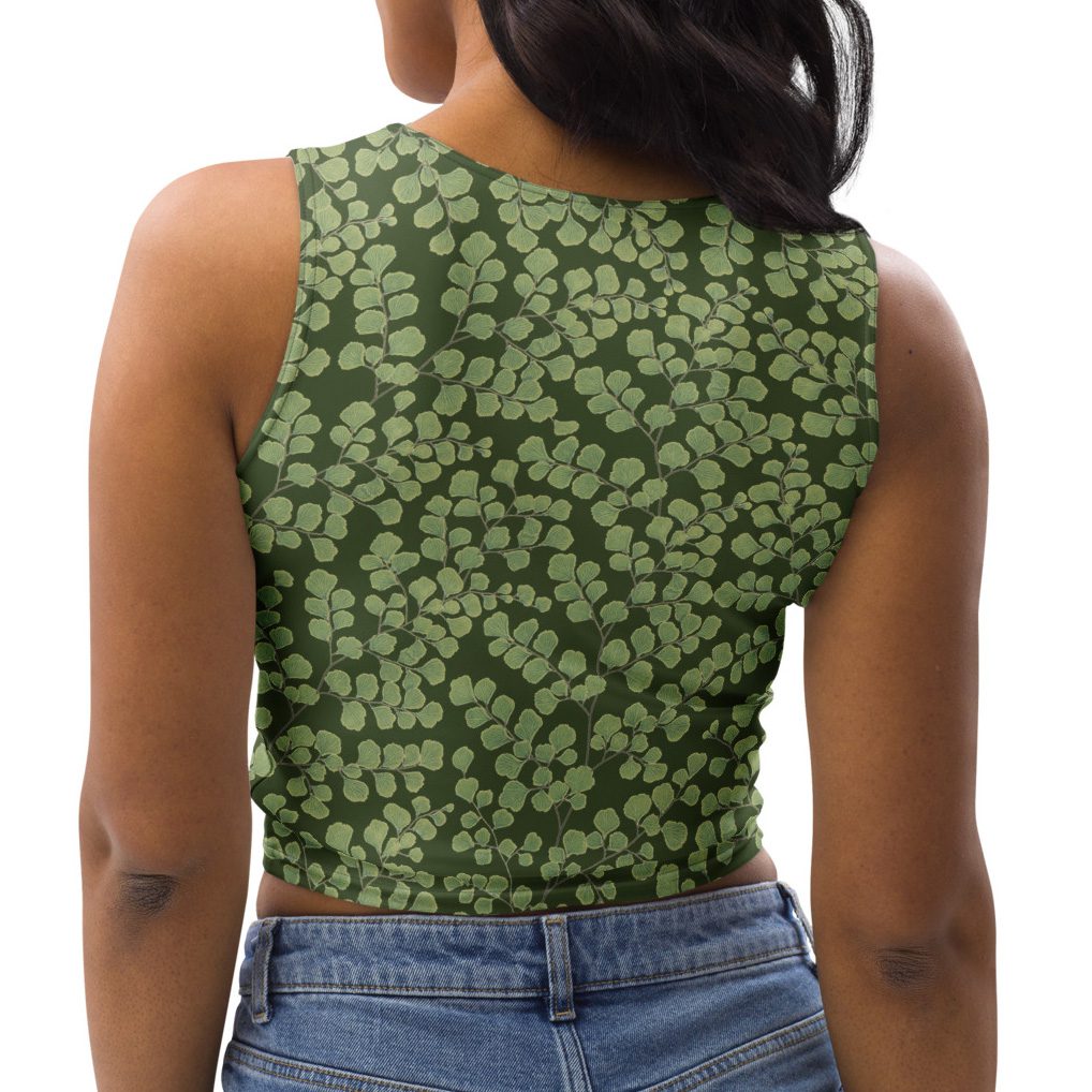 Cropped Tank Top Crop Top - Maidenhair Fern Hiking Collection - Leaf Green