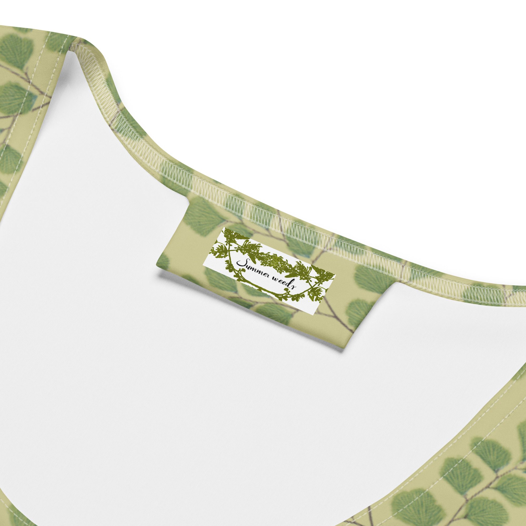 Cropped Tank Top Crop Top - Maidenhair Fern Hiking Collection - Soft Yellow