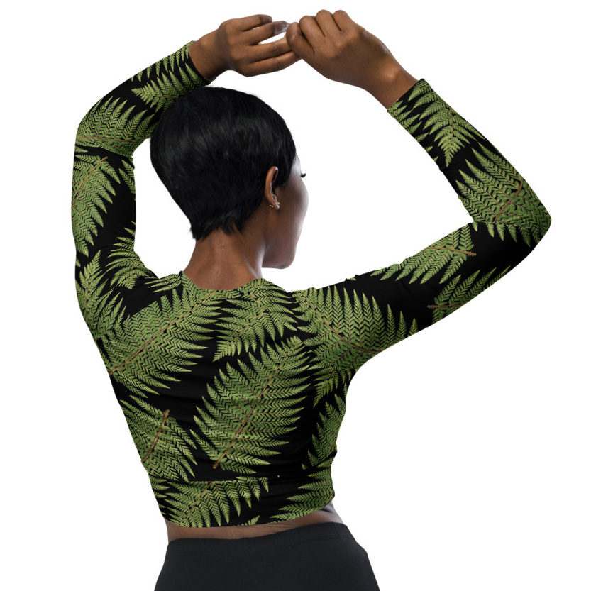 Recycled Long-sleeve Crop Top - Greenleaf Fern Hiking Collection