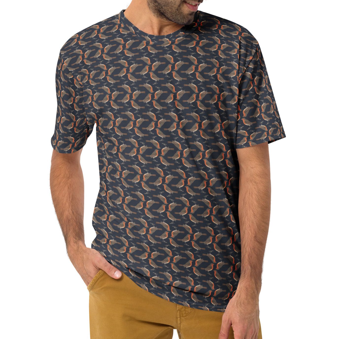 Men's T-shirt - Robin Birdwatching Collection - Navy