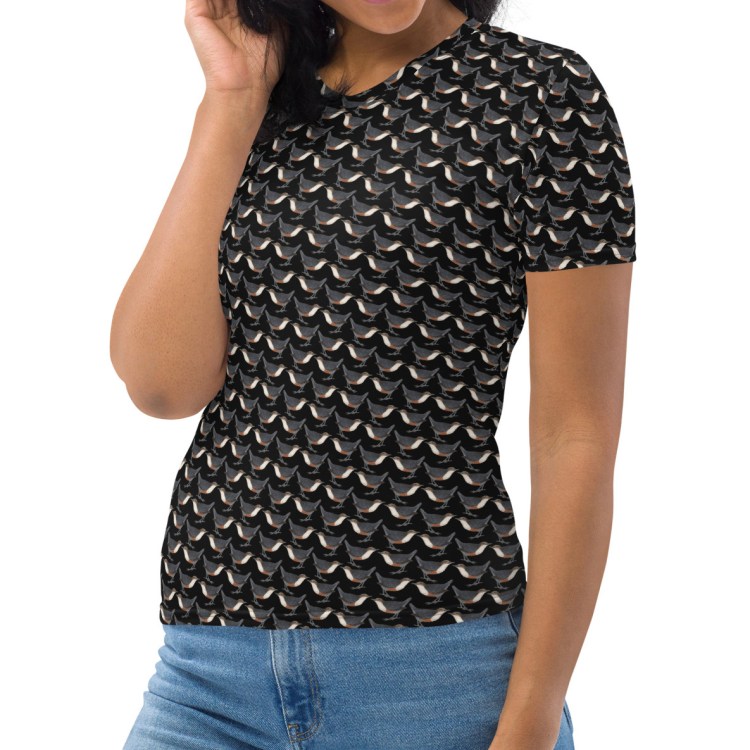 Women's Short-sleeve T-shirt - Dipper Birdwatching Collection - Black