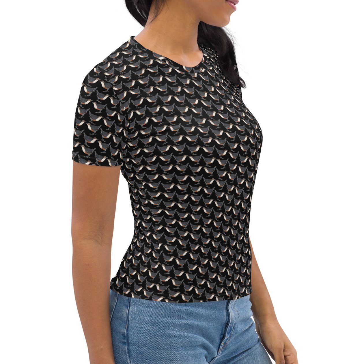 Women's Short-sleeve T-shirt - Dipper Birdwatching Collection - Black