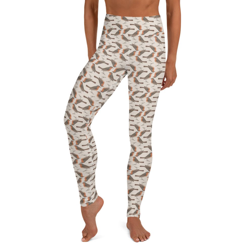 Yoga Leggings - Robin Birdwatching Collection - Cream