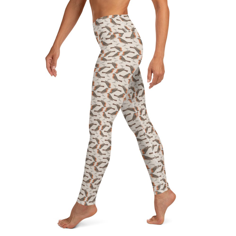 Yoga Leggings - Robin Birdwatching Collection - Cream