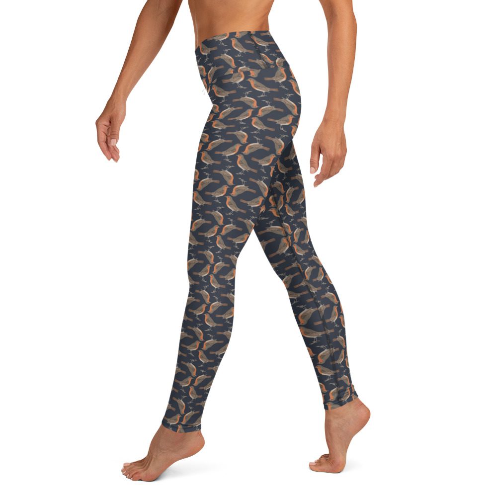 Yoga Leggings - Robin Birdwatching Collection - Navy