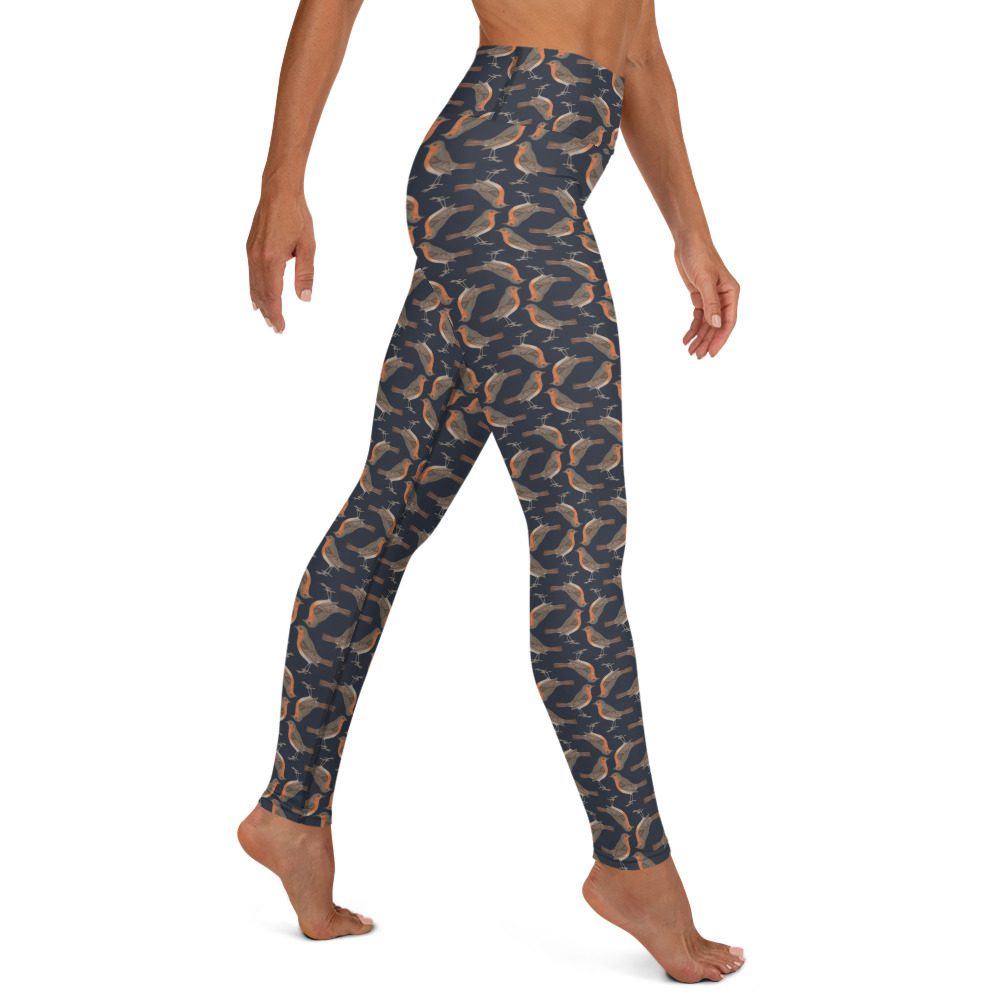 Yoga Leggings - Robin Birdwatching Collection - Navy